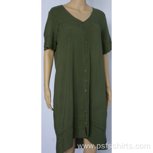Grass Green Dress with Short Sleeves
